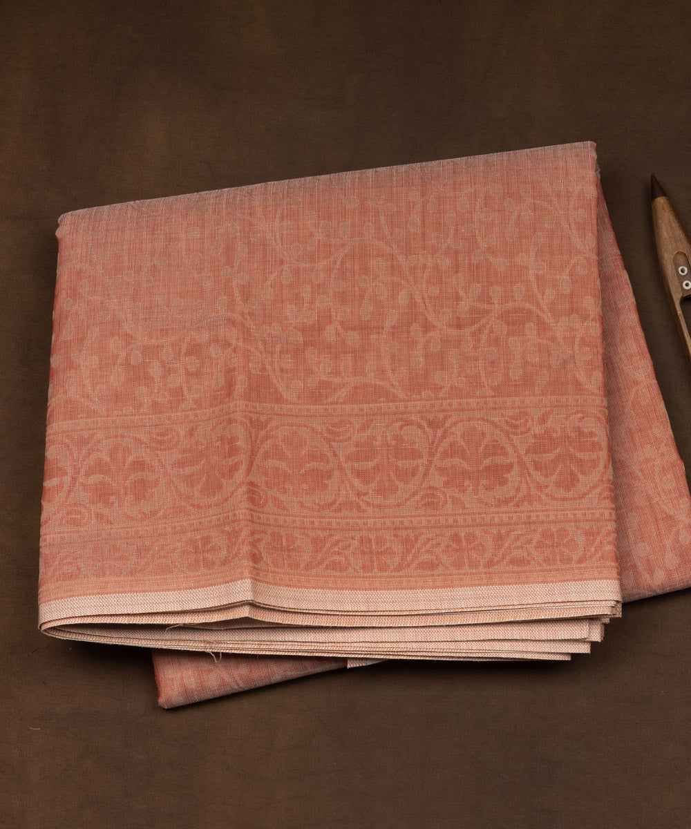 Peach handloom south cotton saree