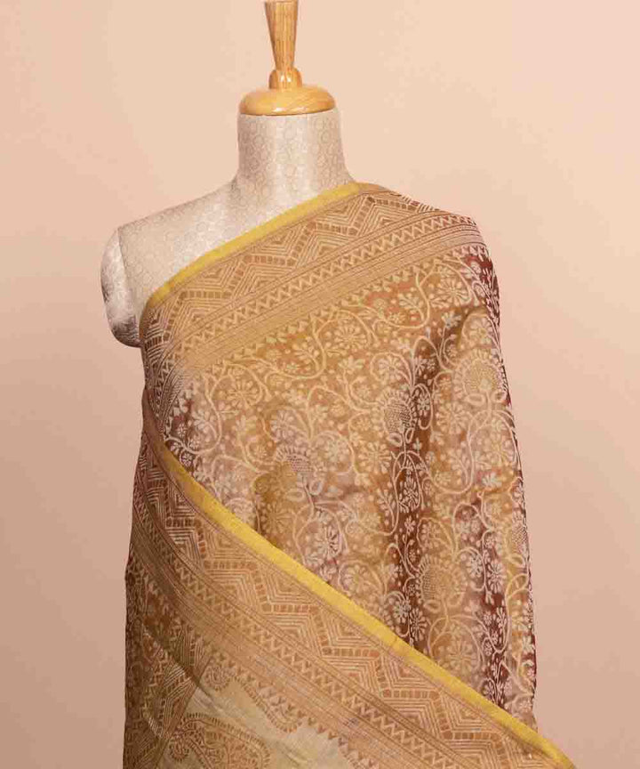 Yellow handloom south cotton saree