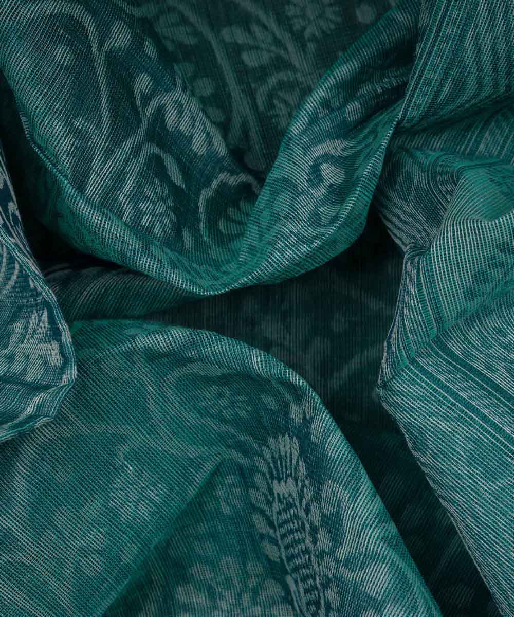 Teal green handloom south cotton saree