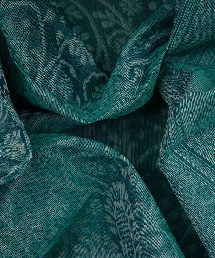 Teal green handloom south cotton saree