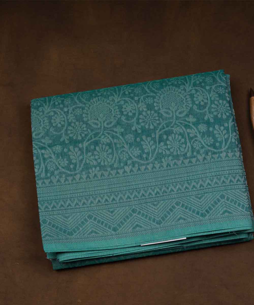 Teal green handloom south cotton saree