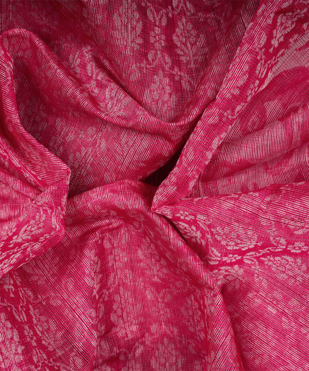 Pink cotton handloom south saree