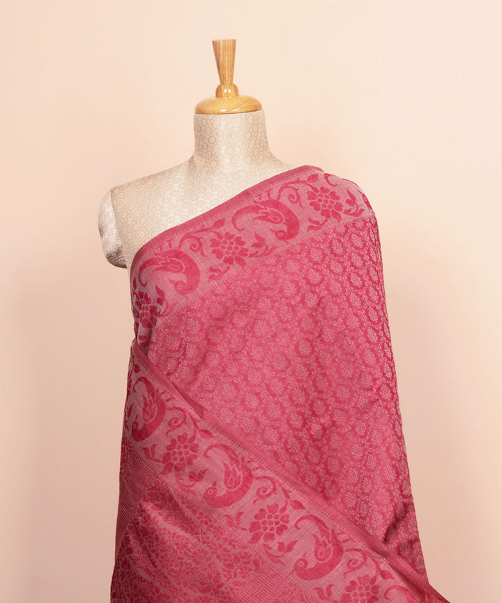 Pink cotton handloom south saree