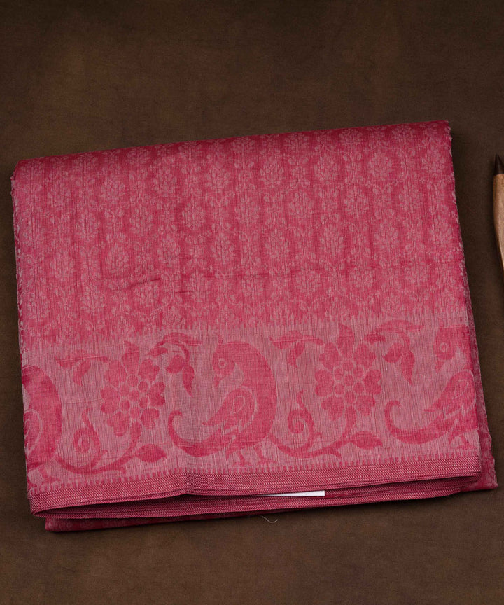 Pink cotton handloom south saree