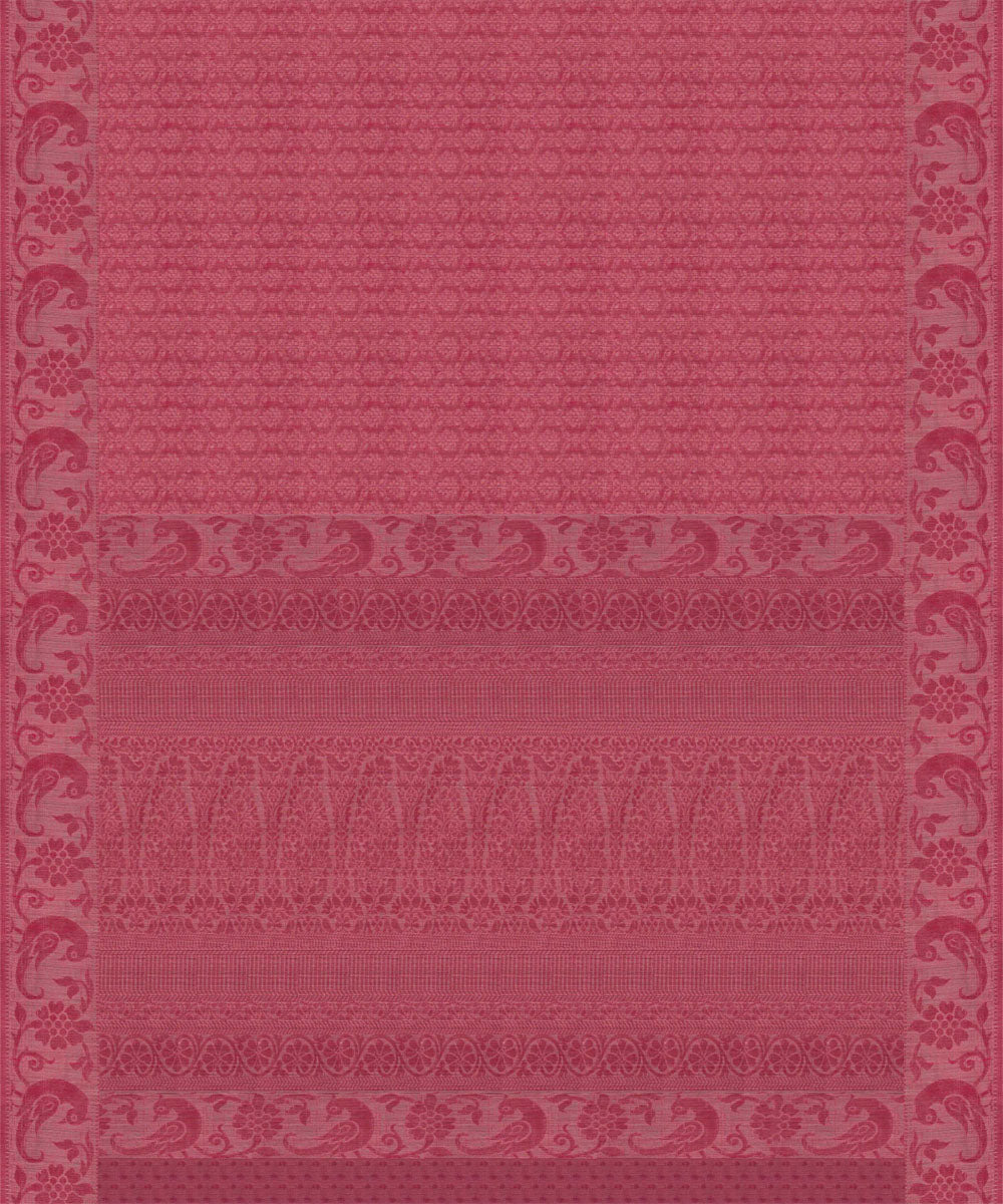 Pink cotton handloom south saree