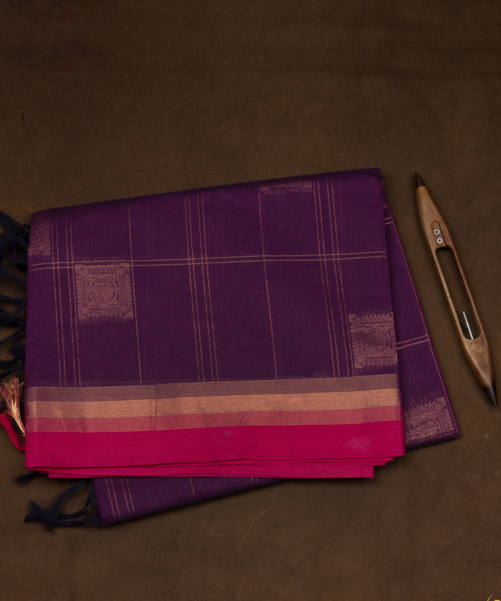 Purple handloom south cotton saree