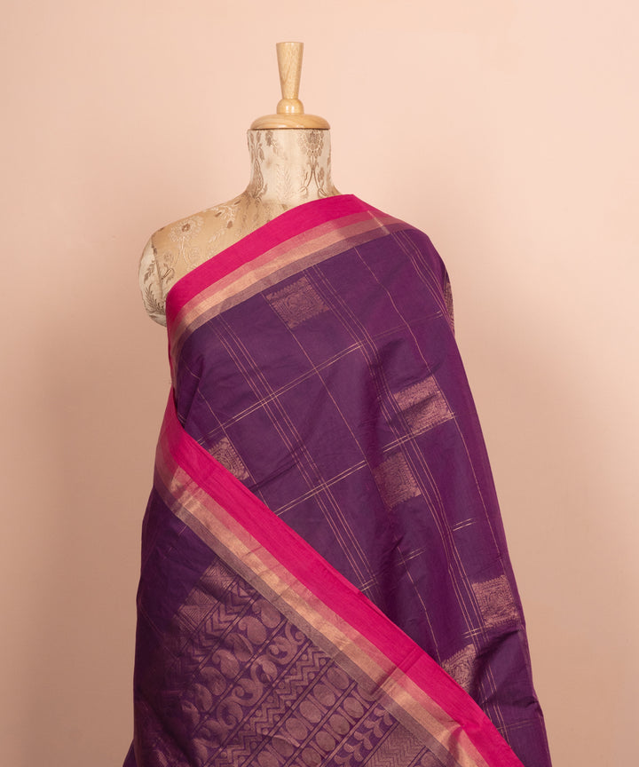 Purple handloom south cotton saree