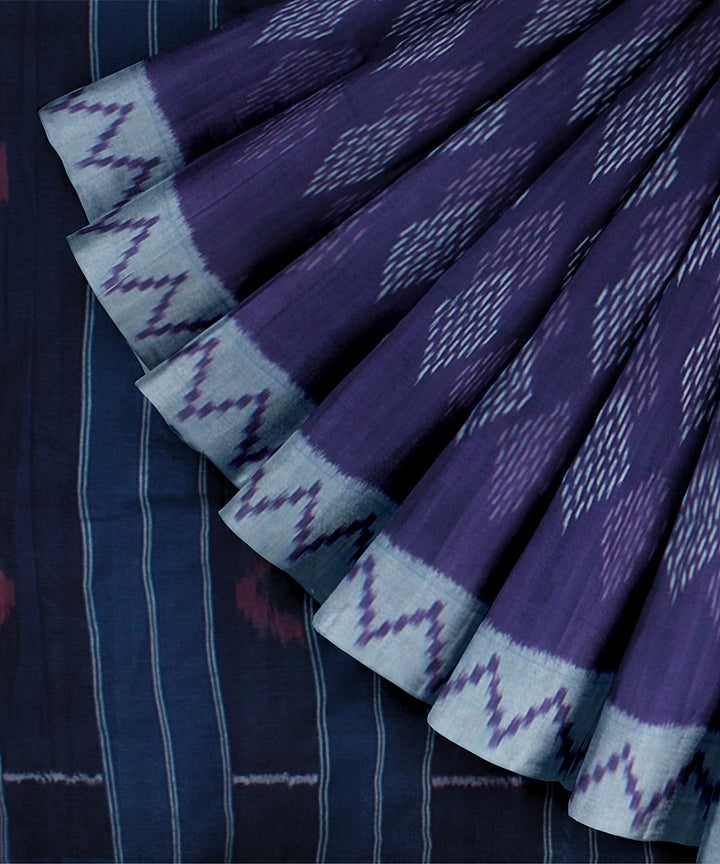 Purple handwoven pochampally ikat cotton saree