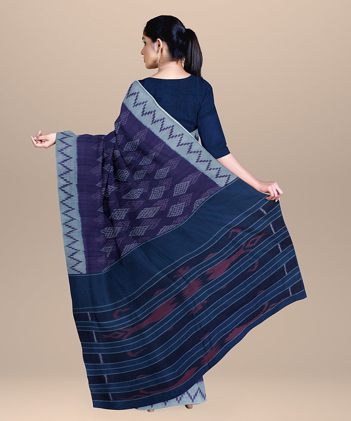 Purple handwoven pochampally ikat cotton saree