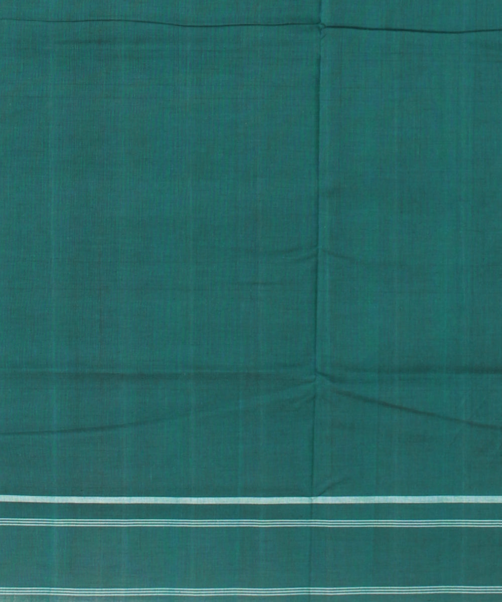 Dark green white teliarumal cotton handwoven pochampally ikat saree