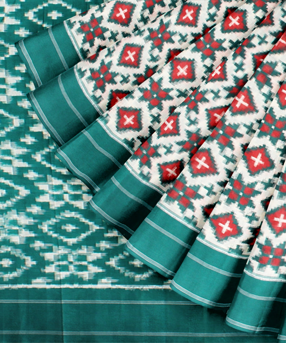 Multicolor green teliarumal cotton handwoven pochampally ikat saree