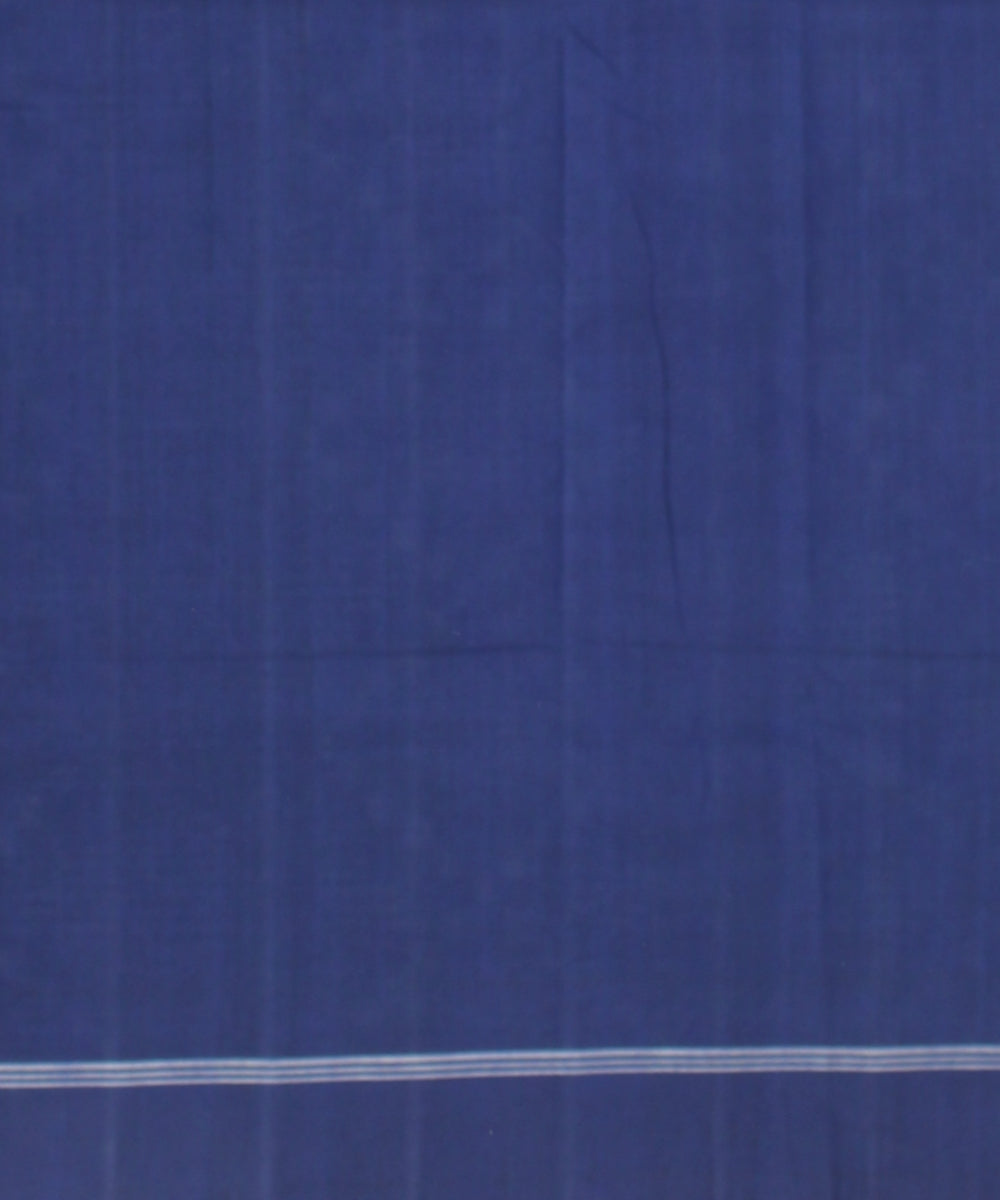 Navy blue white teliarumal handwoven cotton pochampally ikat saree