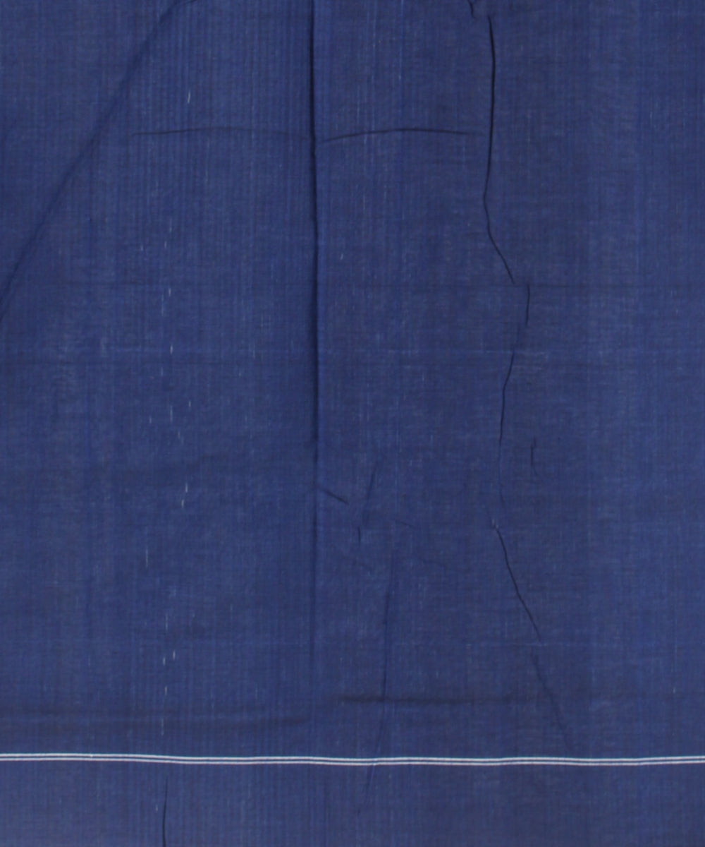Navy blue white teliarumal cotton handloom pochampally ikat saree