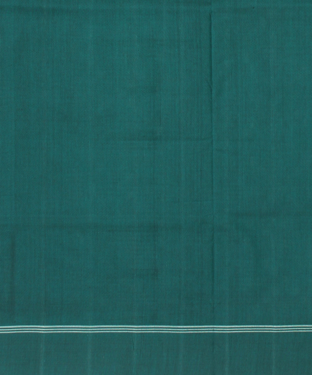 Dark green white  teliarumal cotton handwoven pochampally ikat saree