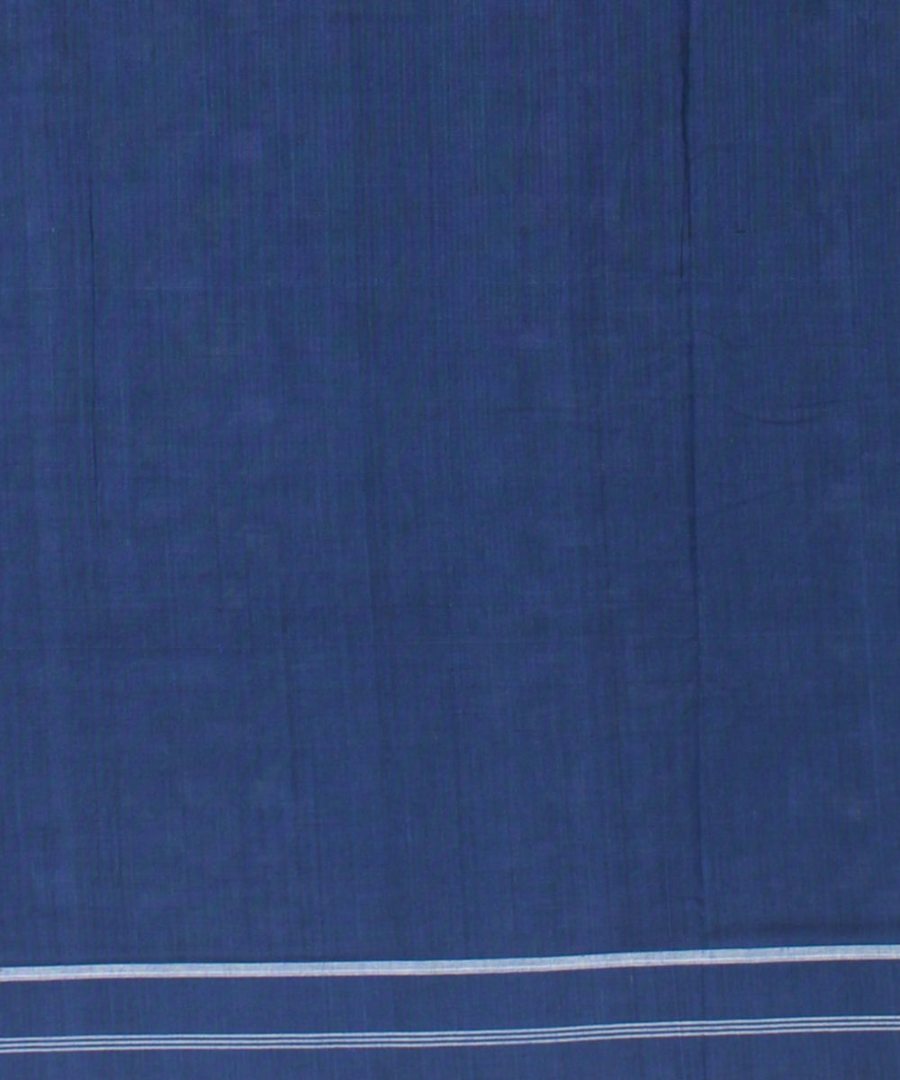 Navy blue white teliarumal cotton handwoven pochampally ikat saree