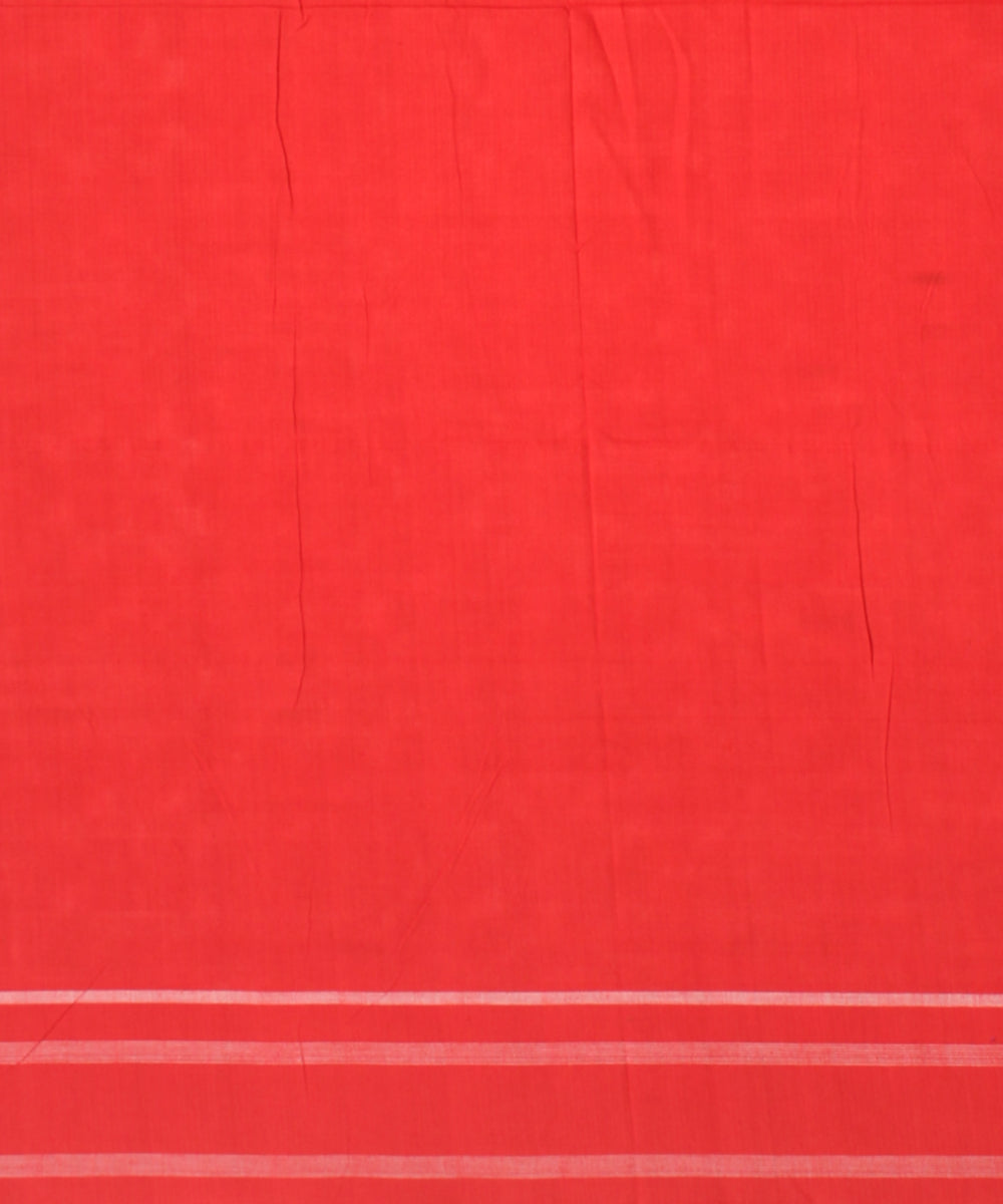 Multicolor red maroon teliarumal cotton handwoven pochampally ikat saree