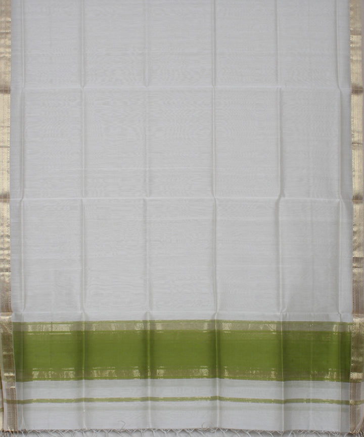 2pcs olive offwhite cotton silk handloom maheshwari dress material