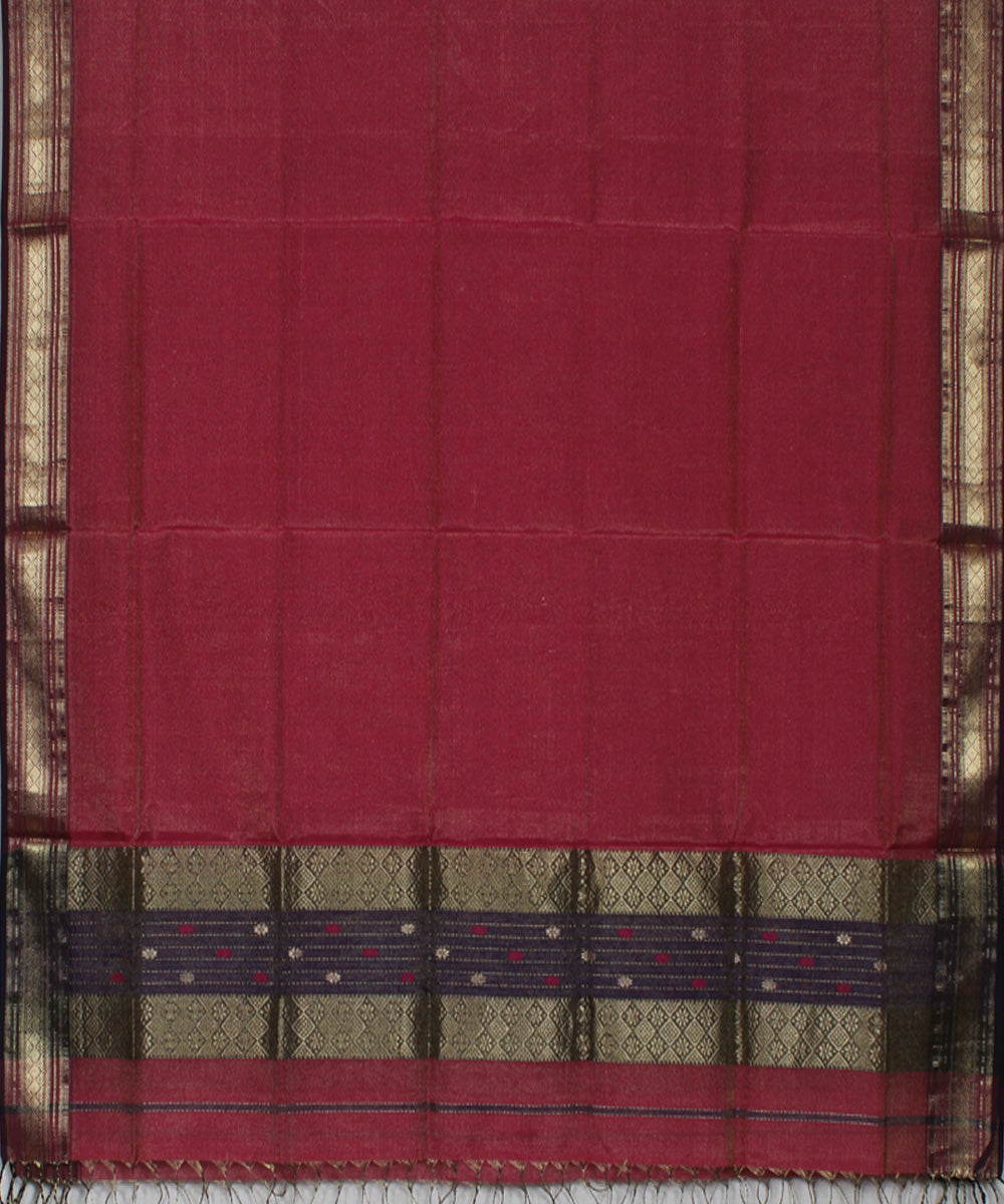 2pcs purple brick red cotton silk handwoven maheshwari dress material