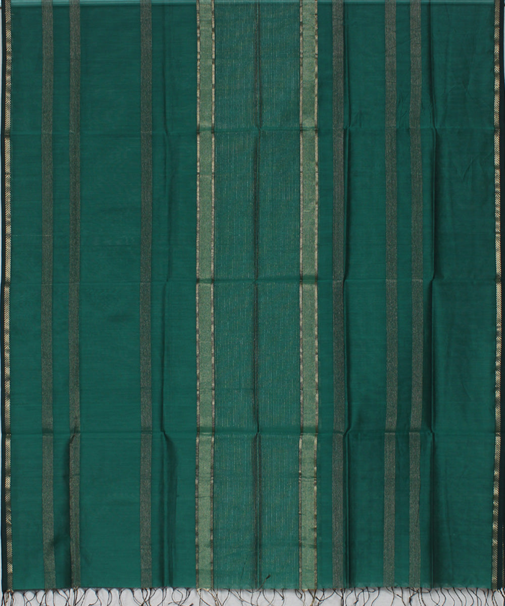 Dark green cotton silk handwoven maheshwari dupatta