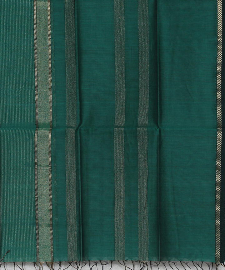 Dark green cotton silk handwoven maheshwari dupatta