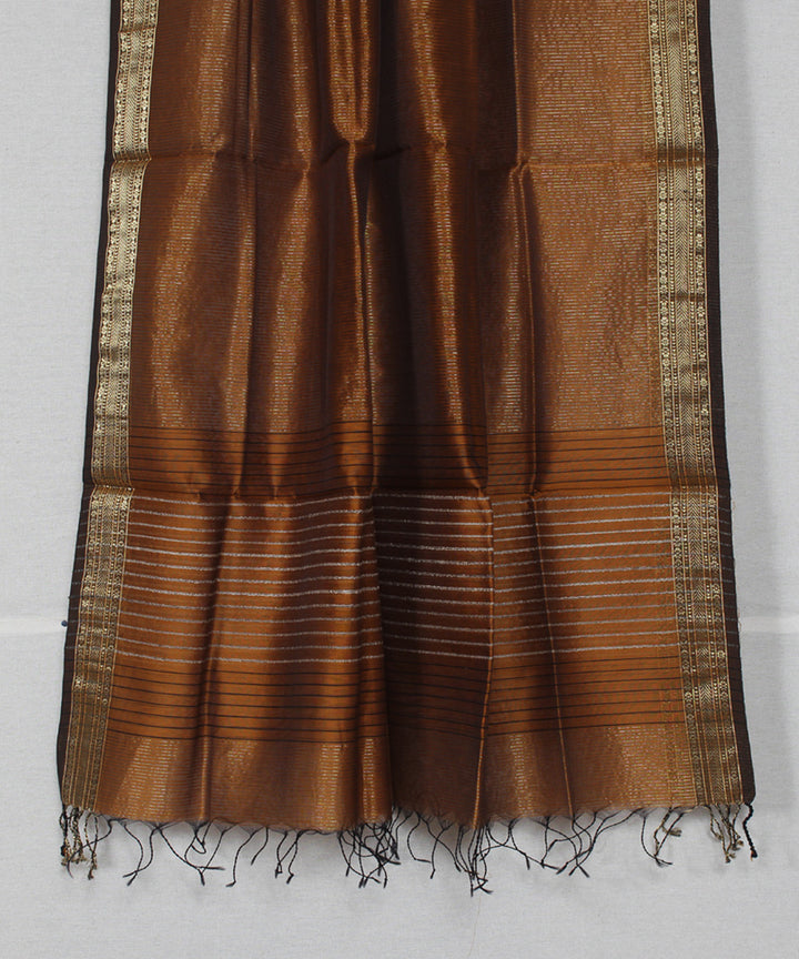 Brown cotton silk handwoven maheshwari dupatta