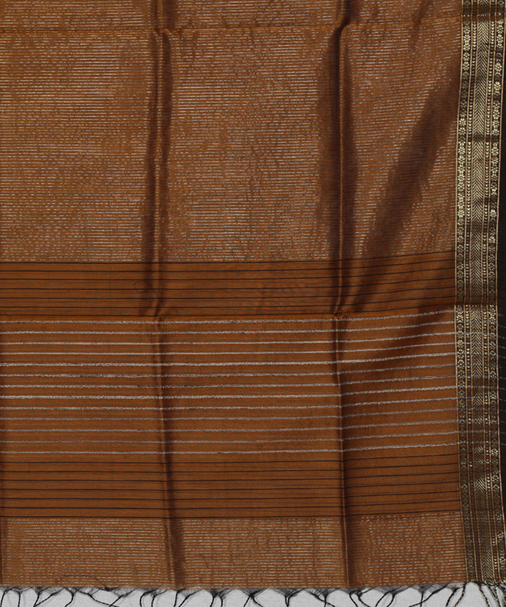 Brown cotton silk handwoven maheshwari dupatta