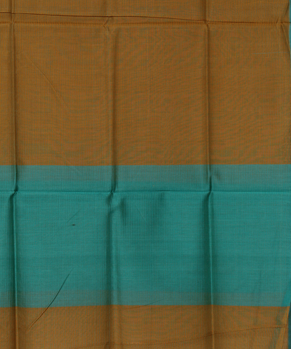 Mustard blue cotton silk handwoven maheshwari dupatta