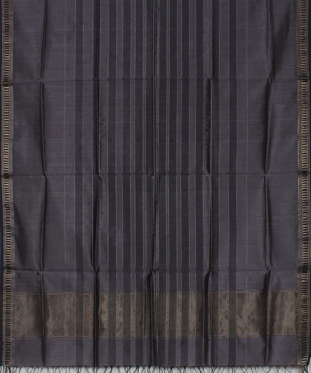 Grey black cotton silk handwoven maheshwari dupatta