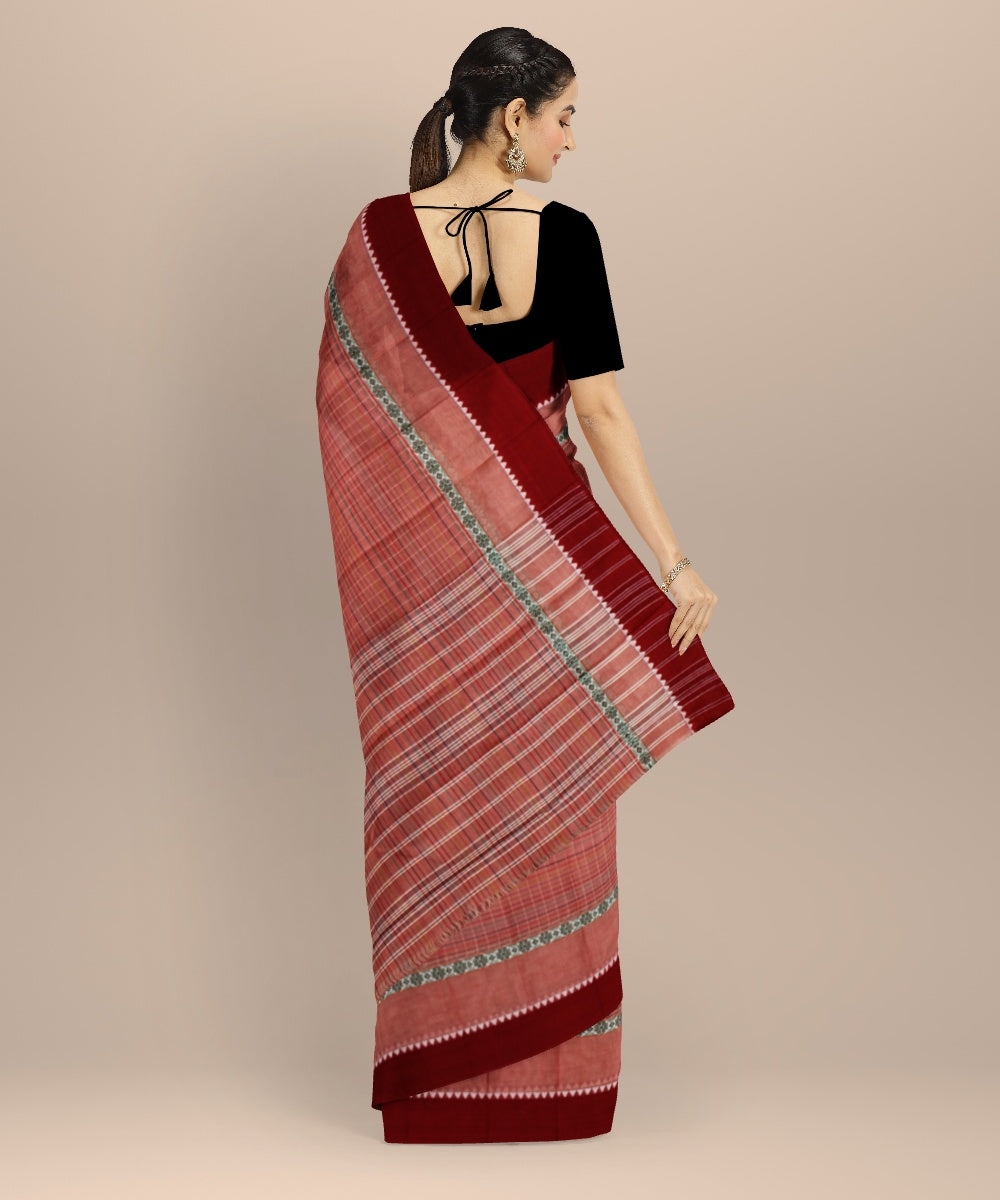 Peach red handwoven narayanapet saree