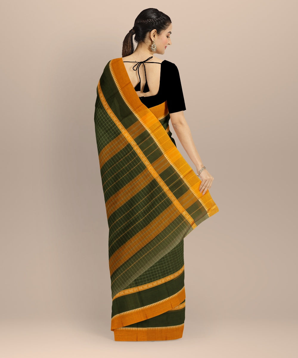 Dark green yellow handwoven narayanapet saree