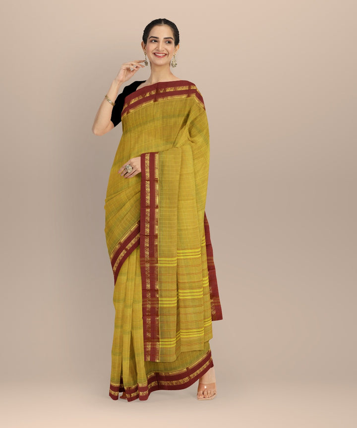 Yellow red handwoven narayanapet saree