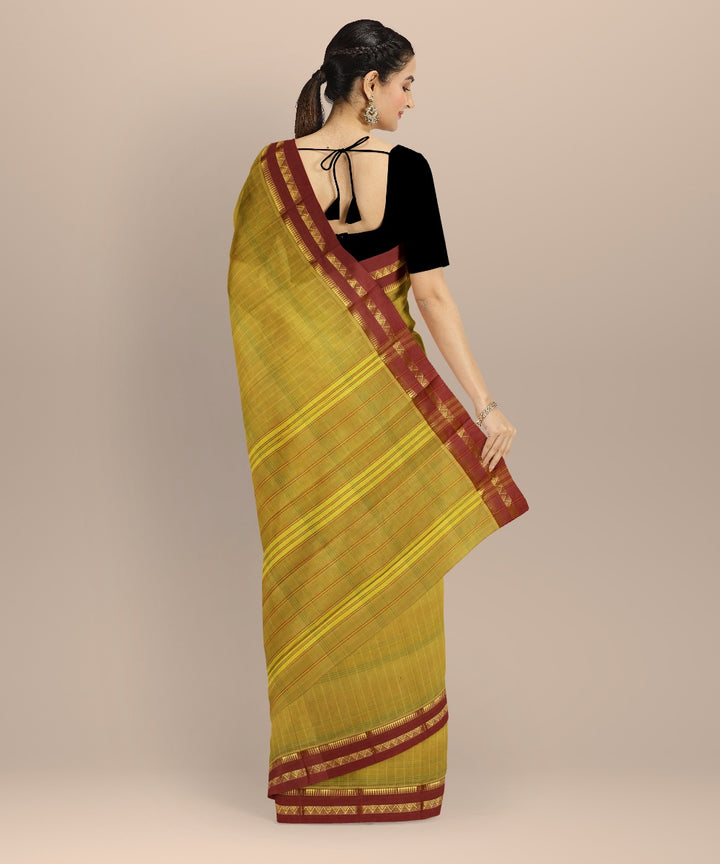Yellow red handwoven narayanapet saree