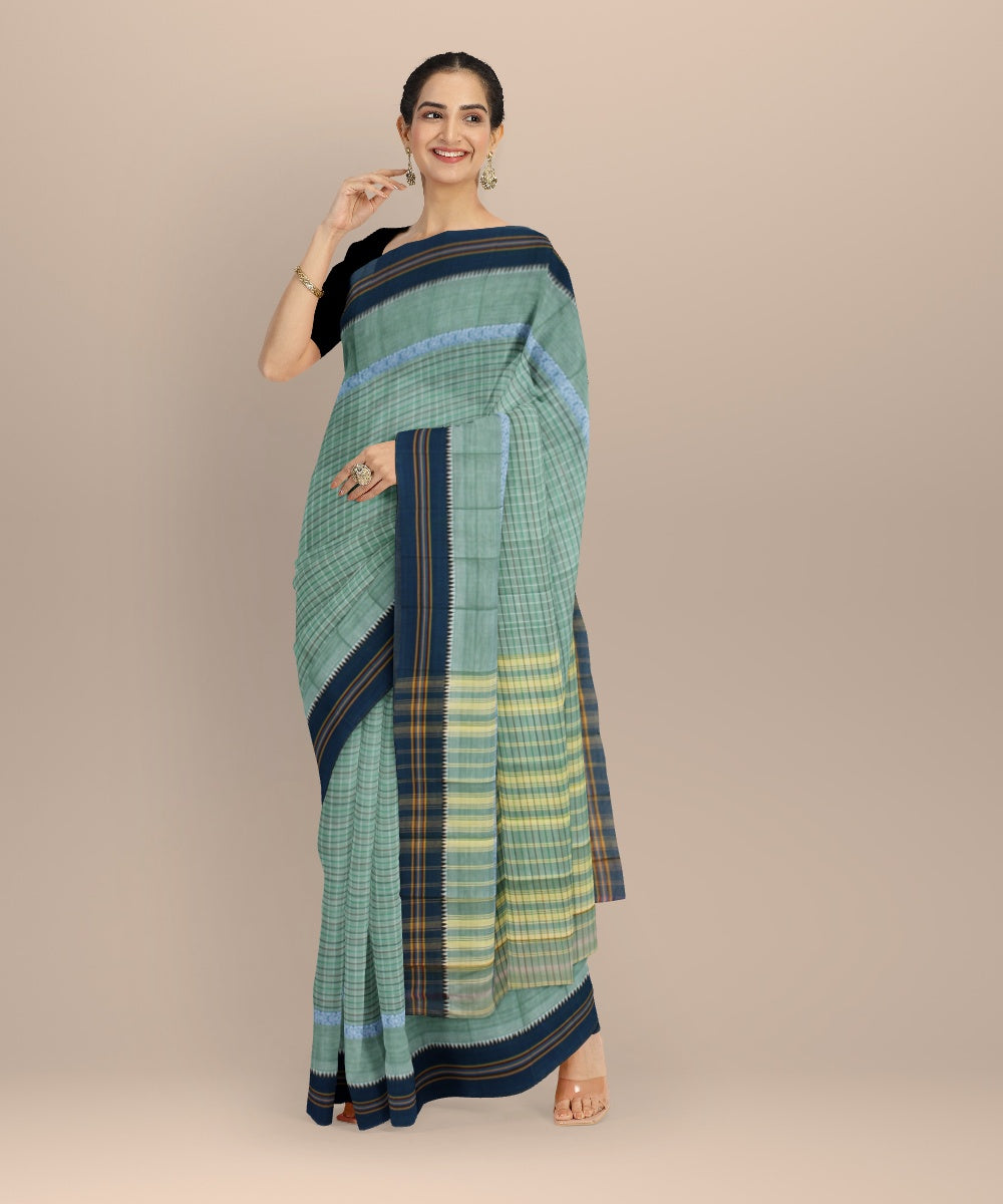 Multicolor blue handwoven narayanapet saree