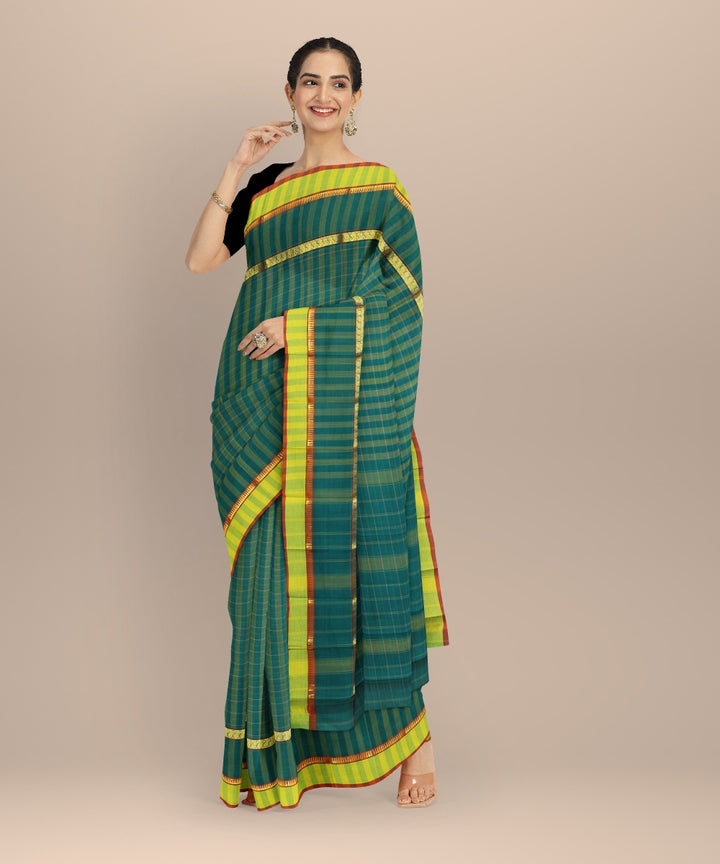 Teal green  handwoven narayanapet saree