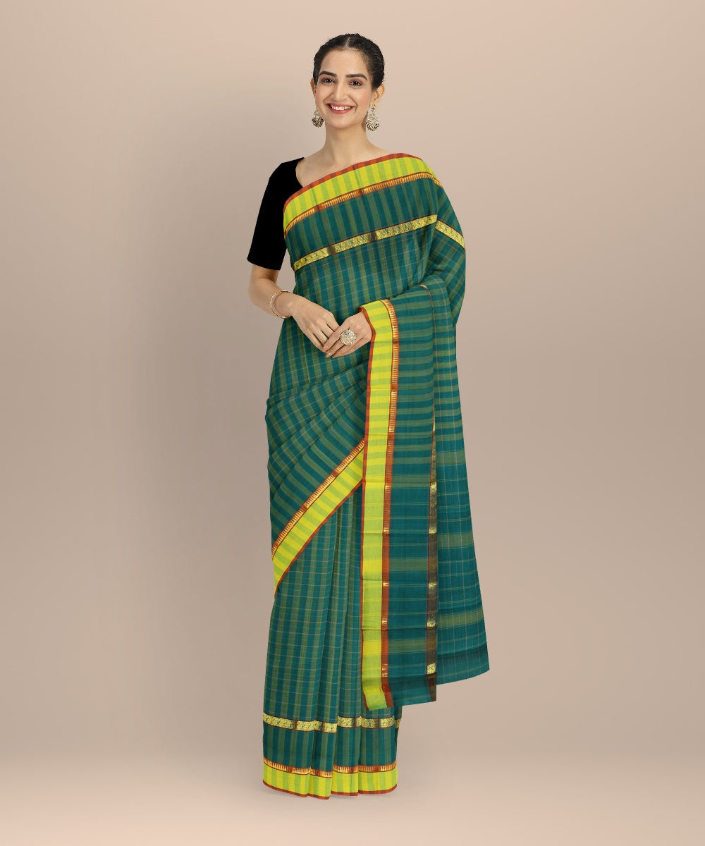 Teal green  handwoven narayanapet saree
