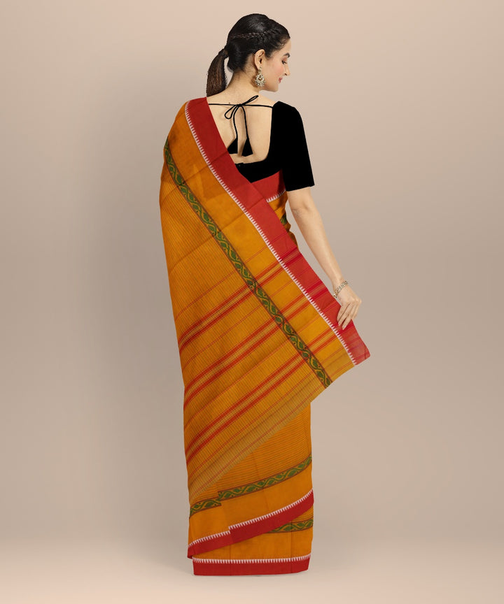 Mustard red handwoven narayanapet saree