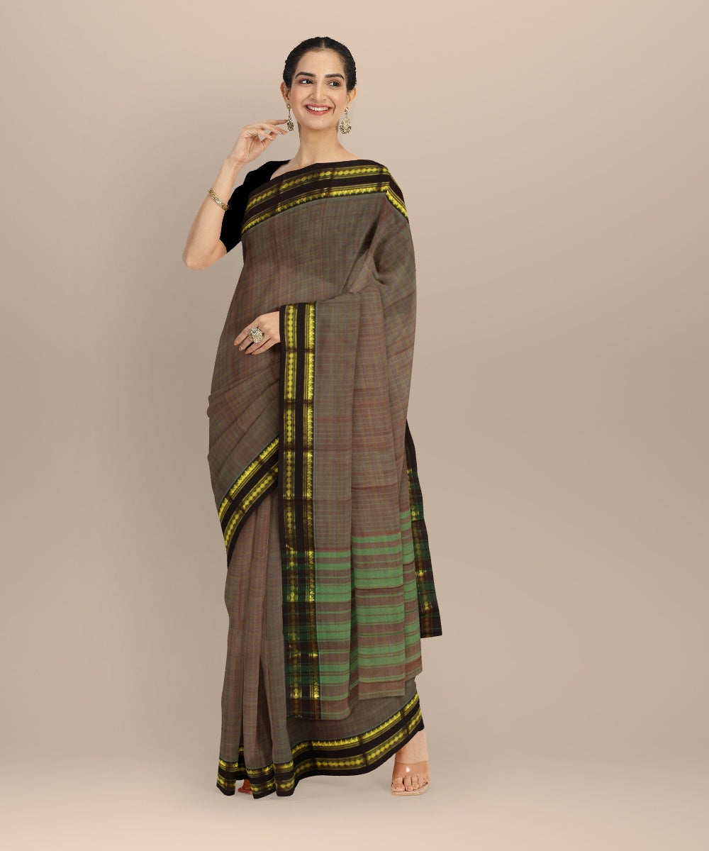 Mauve light green handwoven narayanapet saree