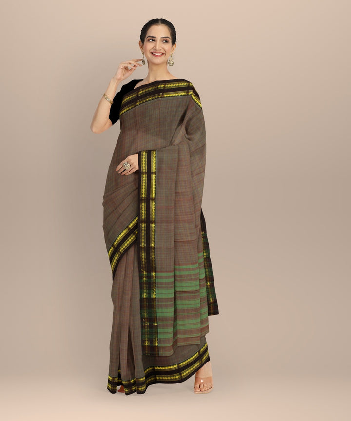 Mauve light green handwoven narayanapet saree