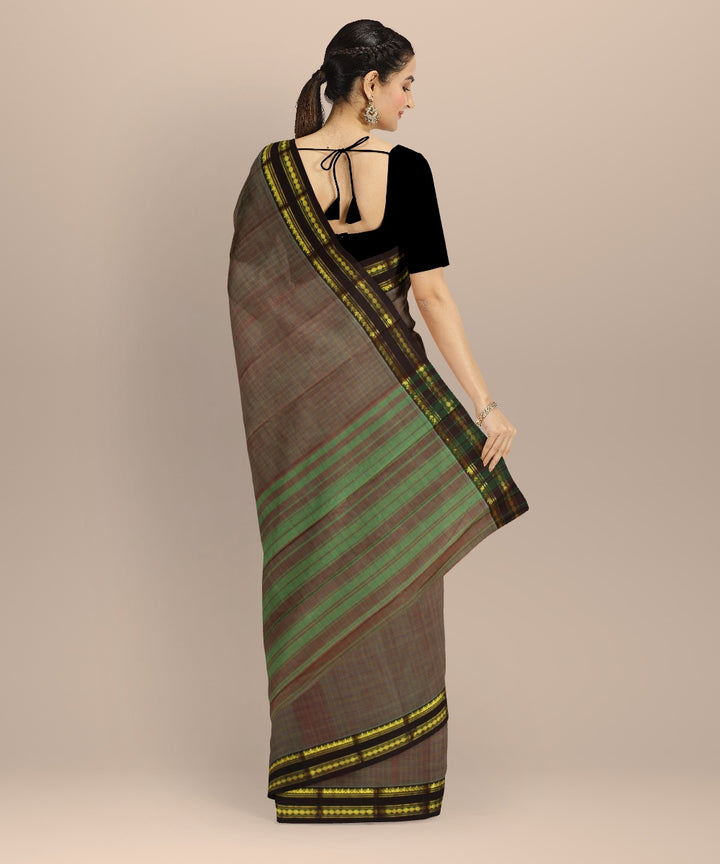 Mauve light green handwoven narayanapet saree