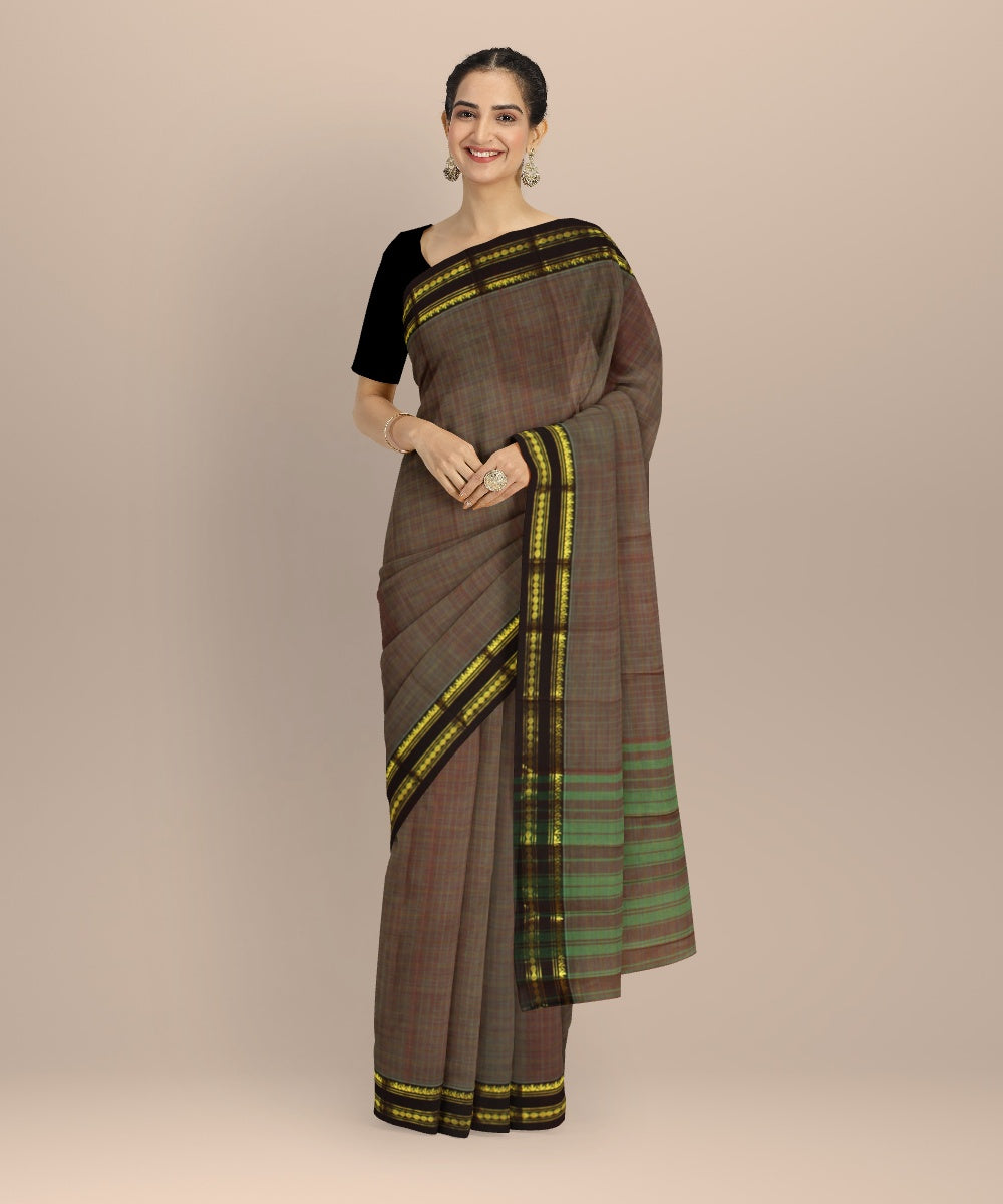 Mauve light green handwoven narayanapet saree