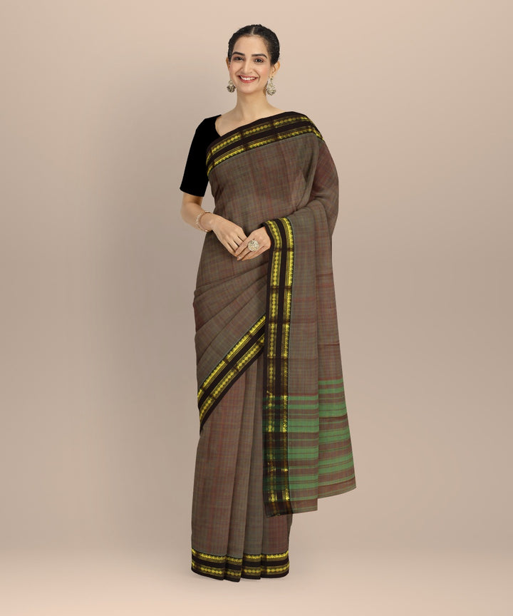 Mauve light green handwoven narayanapet saree