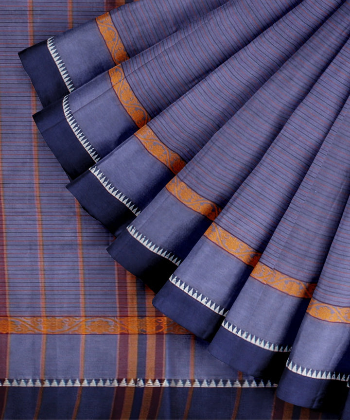 Purple powder blue handwoven narayanapet saree