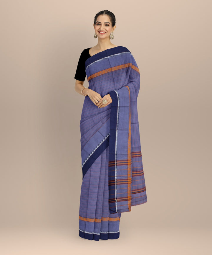 Purple powder blue handwoven narayanapet saree