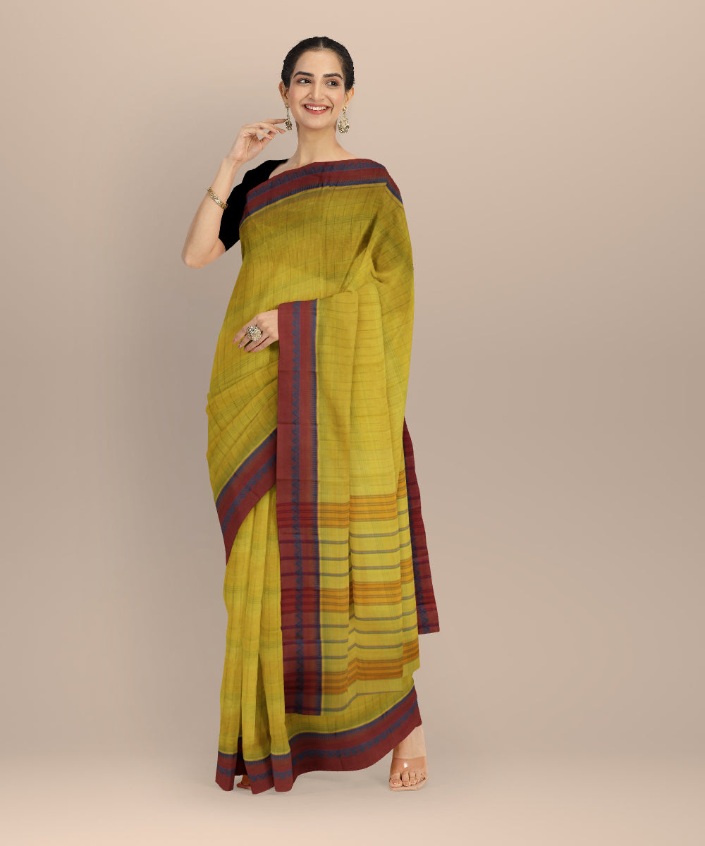 Olive green maroon handloom narayanapet saree