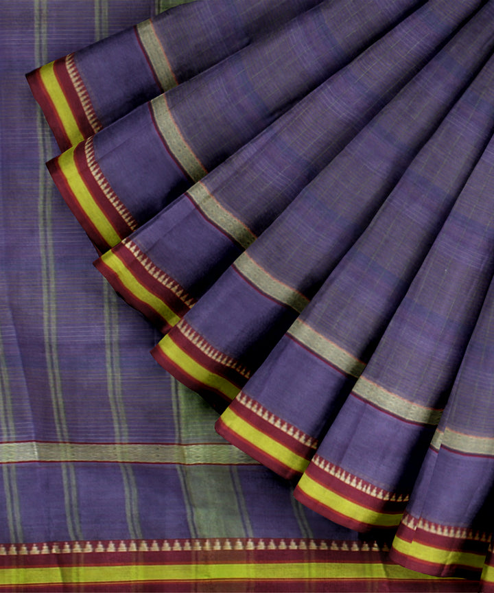 Navy blue lime green maroon handloom narayanapet saree