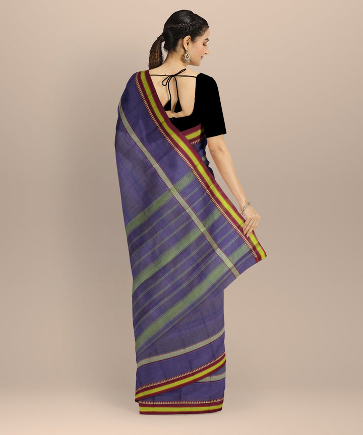 Navy blue lime green maroon handloom narayanapet saree