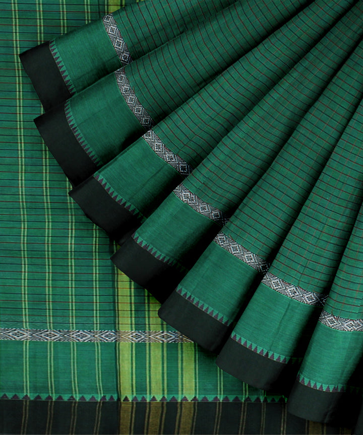 Dark green light green handloom narayanapet saree
