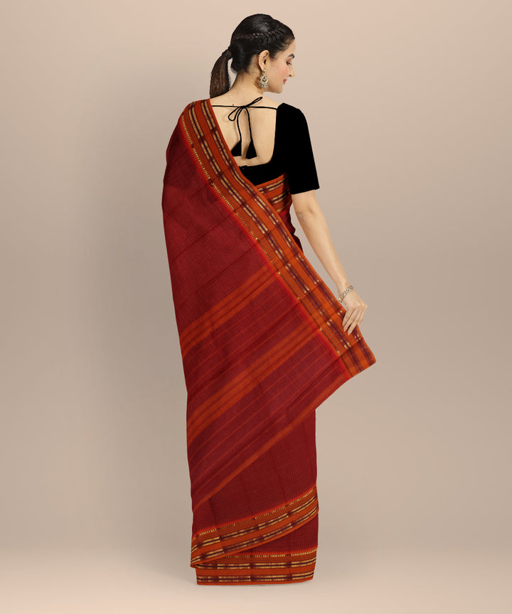 Red orange cotton handloom narayanapet saree