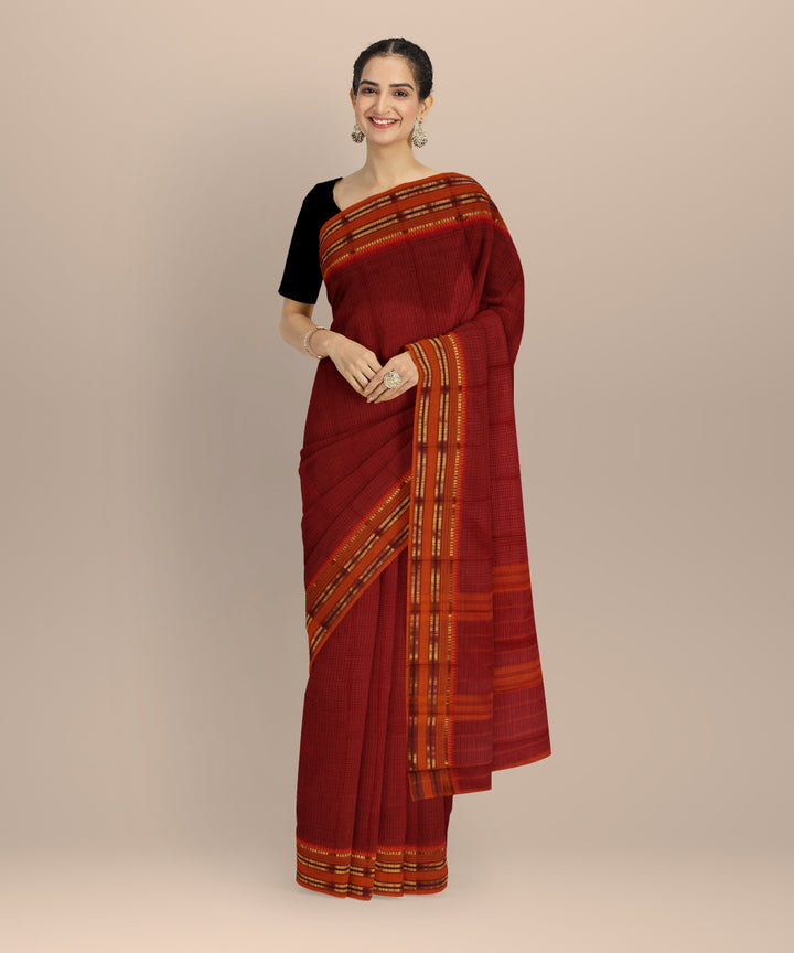 Red orange cotton handloom narayanapet saree