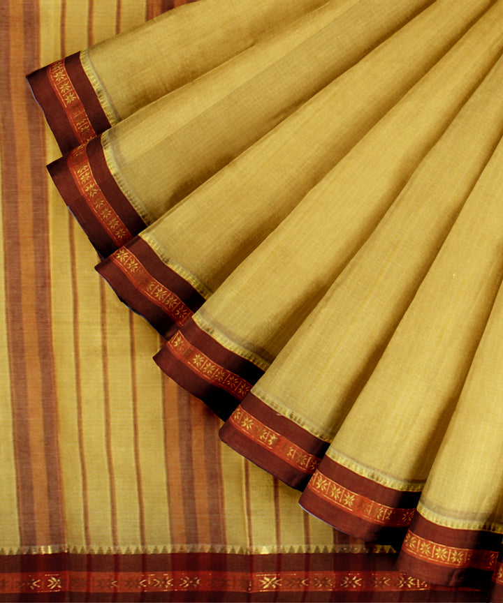 Yellow rust cotton handloom narayanapet saree